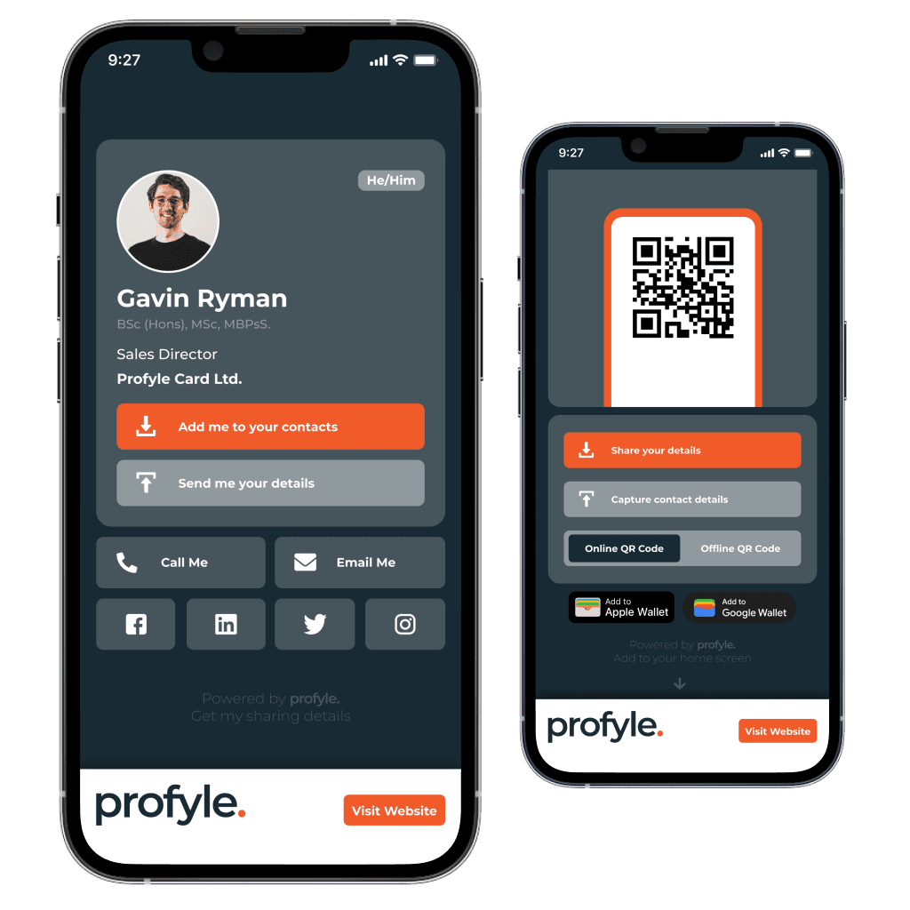 a digital business card from Profyle