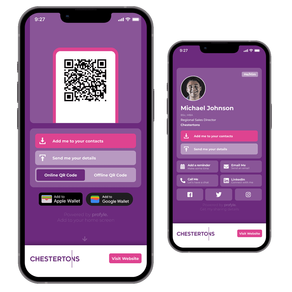 A digital business card from Chestertons