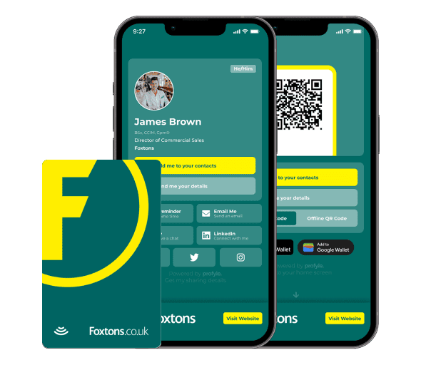 A NFC business card example from Foxtons