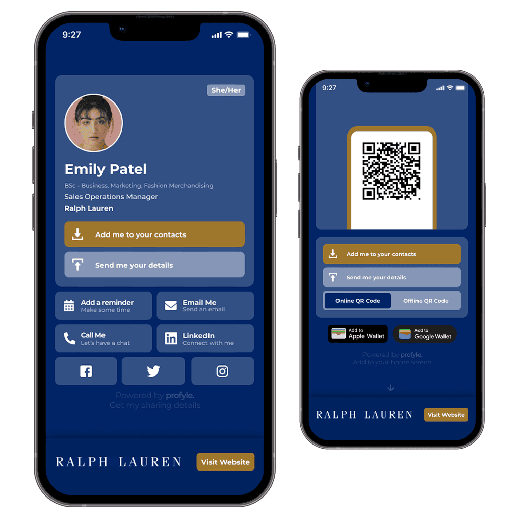 Ralph Lauren uses Profyle's digital business cards