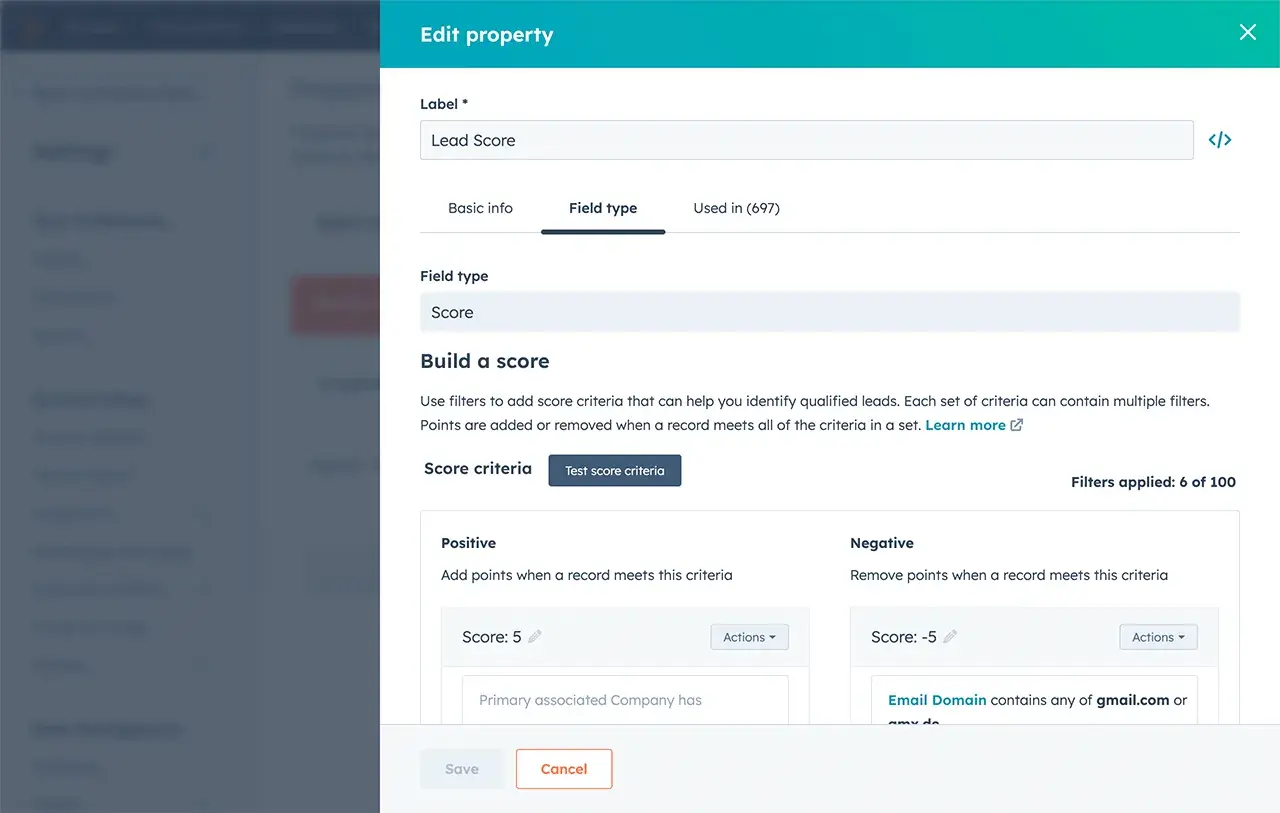 Lead scoring in HubSpot