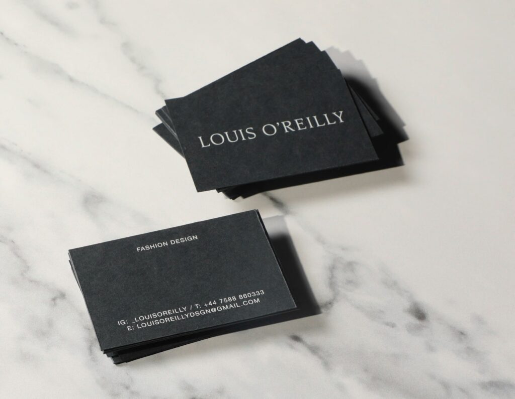 A business card ready to be scanned with an app